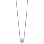 14k White Gold 1/2 carat Lab Grown Diamond VS+ F+ Complete Letter V 18 inch Initial Necklace