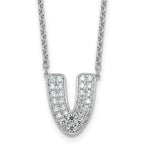 14k White Gold 1/2 carat Lab Grown Diamond VS+ F+ Complete Letter V 18 inch Initial Necklace