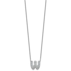 14k White Gold 3/4 carat Lab Grown Diamond VS+ F+ Complete Letter W 18 inch Initial Necklace