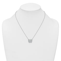 14k White Gold 3/4 carat Lab Grown Diamond VS+ F+ Complete Letter W 18 inch Initial Necklace