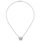 14k White Gold 3/4 carat Lab Grown Diamond VS+ F+ Complete Letter W 18 inch Initial Necklace