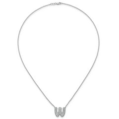 14k White Gold 3/4 carat Lab Grown Diamond VS+ F+ Complete Letter W 18 inch Initial Necklace
