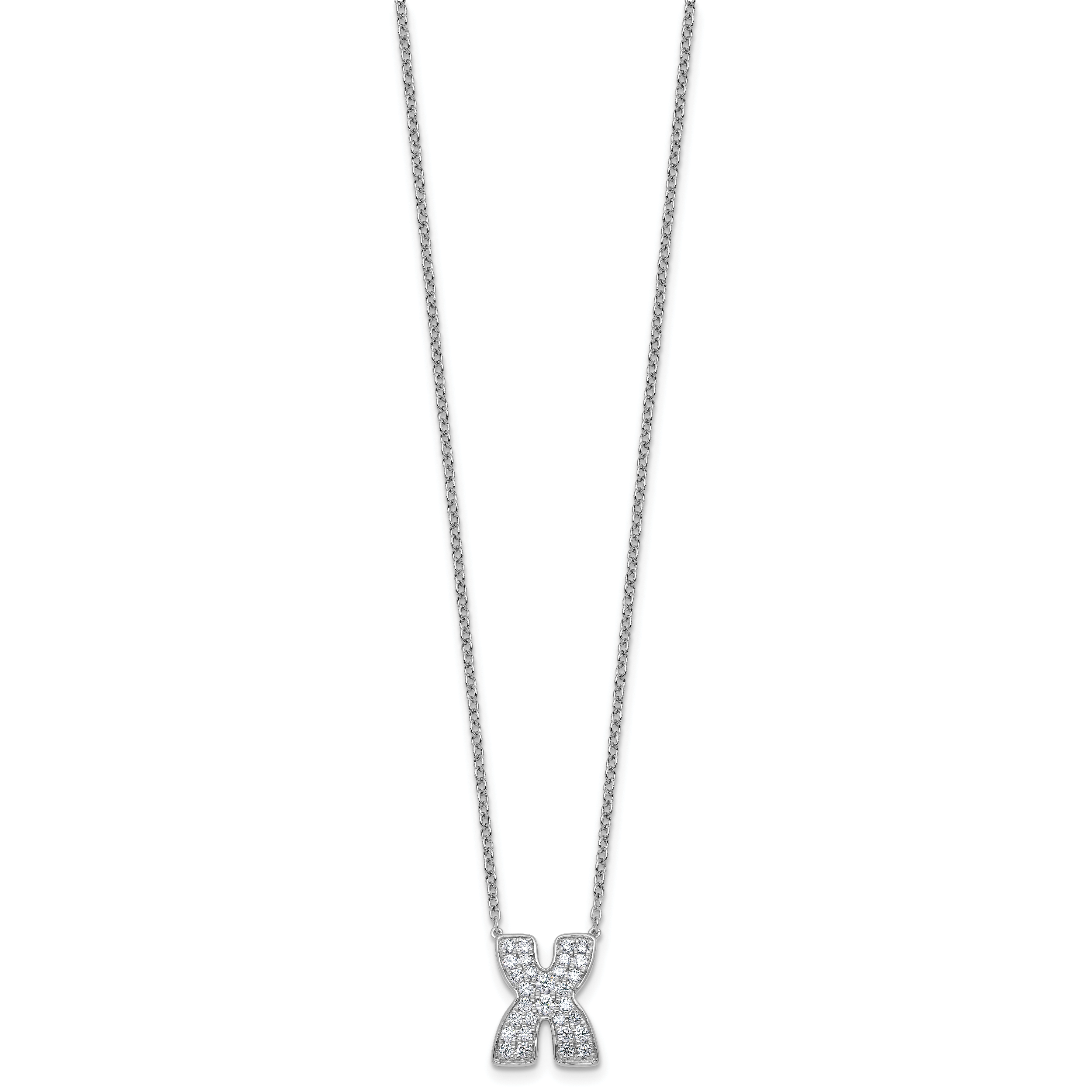 14k White Gold 1/2 carat Lab Grown Diamond VS+ F+ Complete Letter X 18 inch Initial Necklace