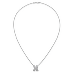 14k White Gold 1/2 carat Lab Grown Diamond VS+ F+ Complete Letter X 18 inch Initial Necklace