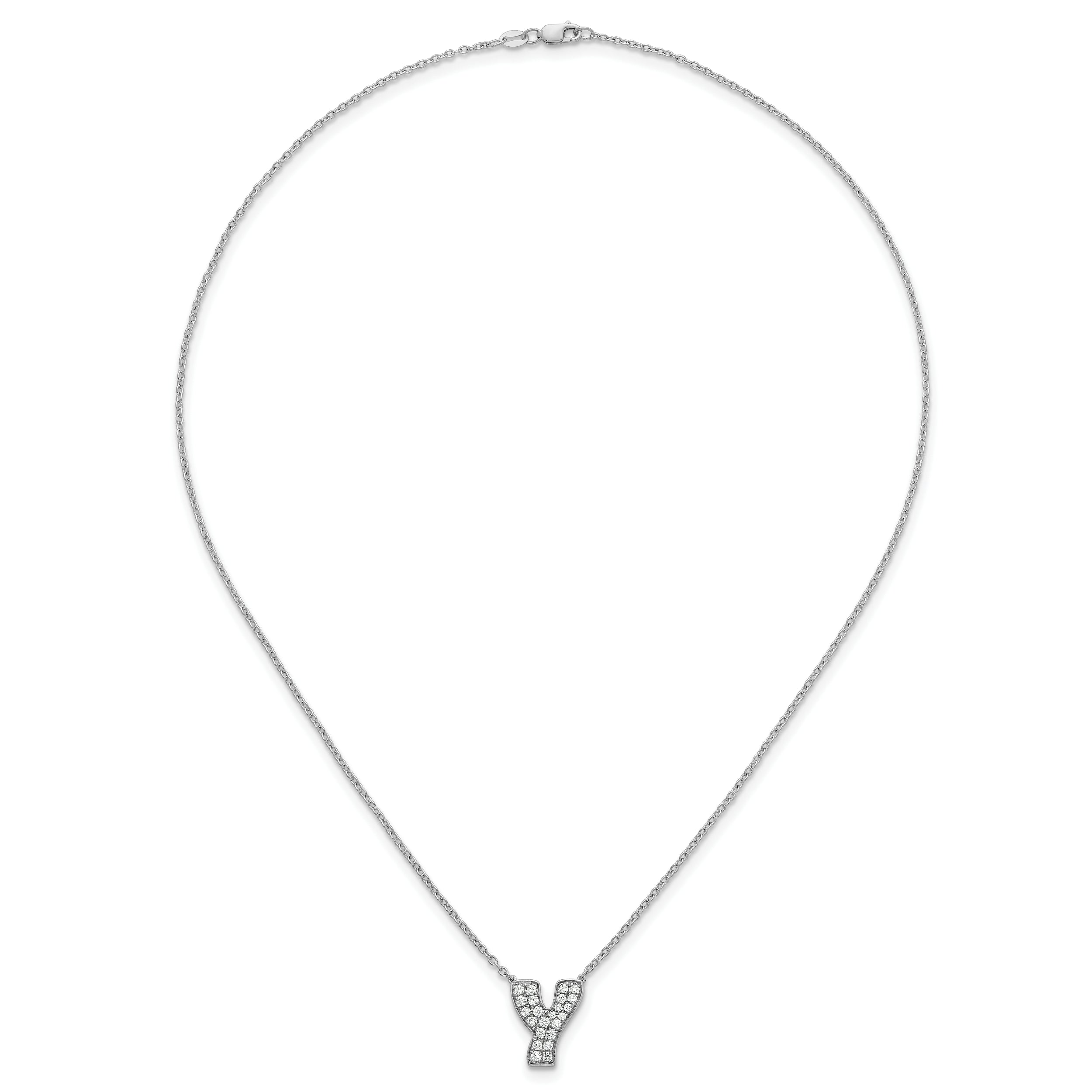 14k White Gold 1/2 carat Lab Grown Diamond VS+ F+ Complete Letter Y 18 inch Initial Necklace