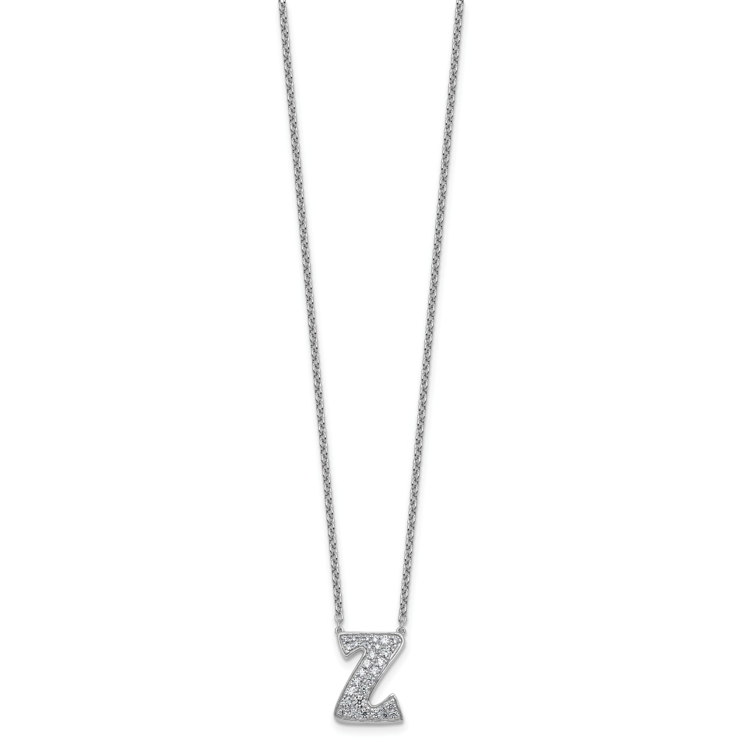 14k White Gold 3/8 carat Lab Grown Diamond VS+ F+ Complete Letter Z 18 inch Initial Necklace