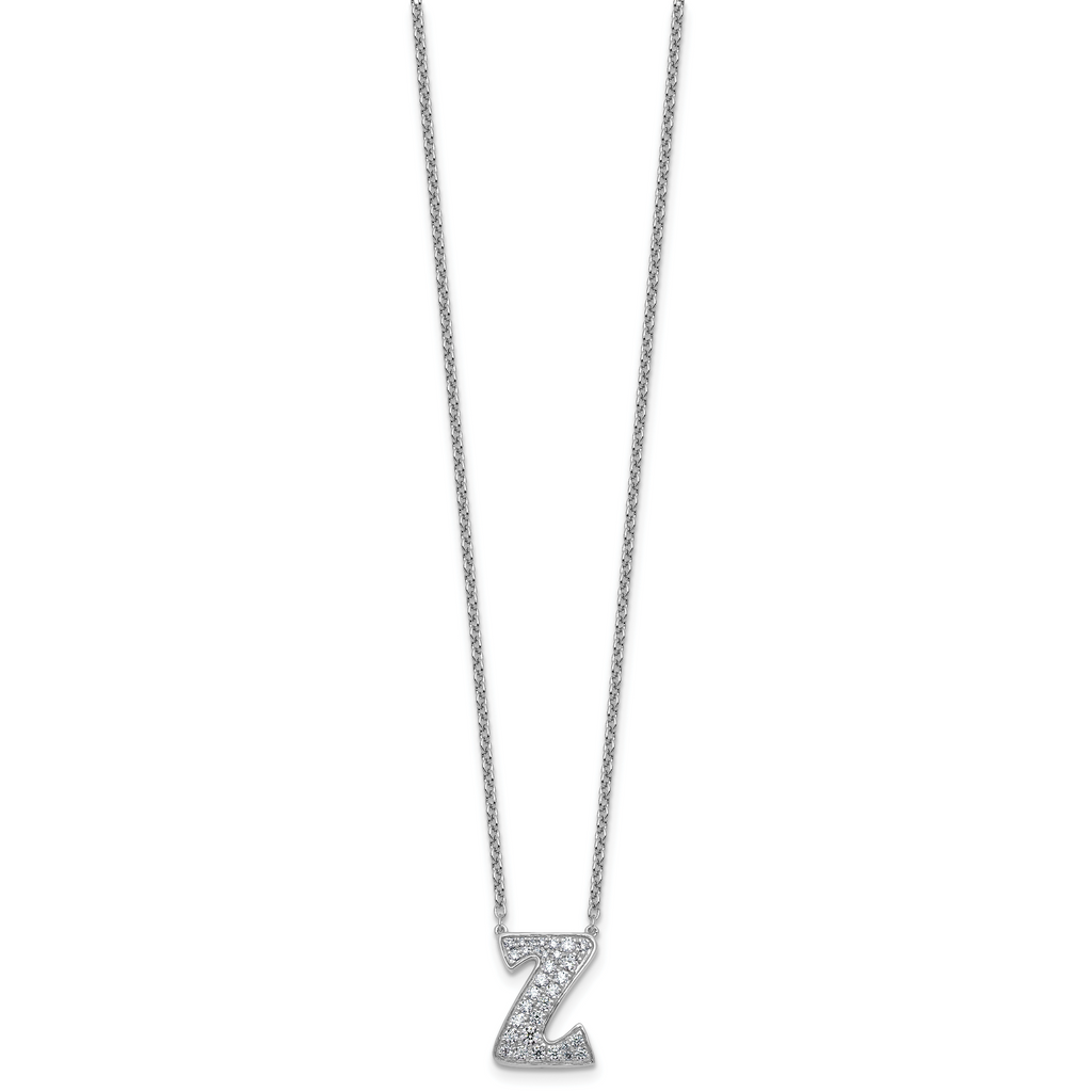 14k White Gold 3/8 carat Lab Grown Diamond VS+ F+ Complete Letter Z 18 inch Initial Necklace