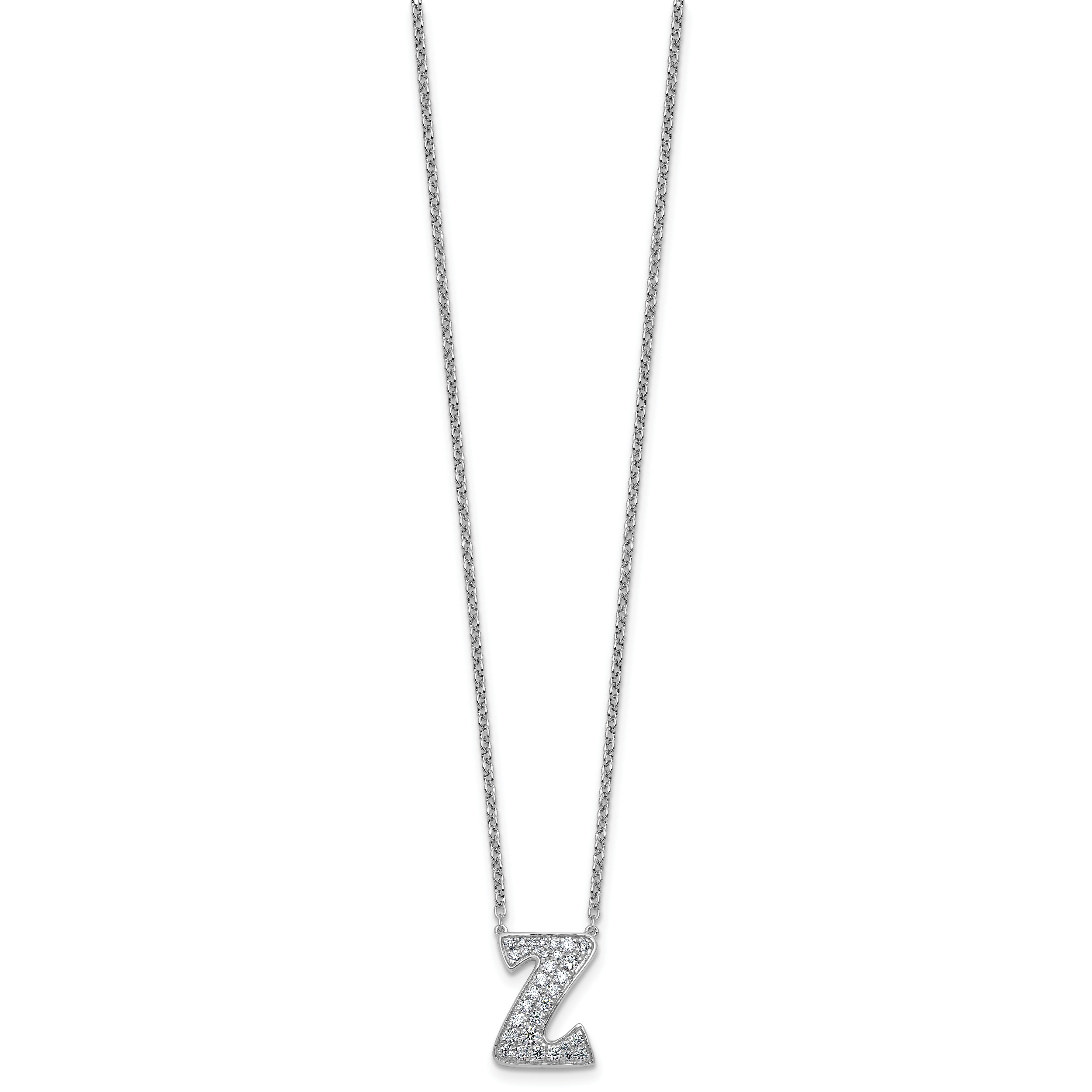 14k White Gold 3/8 carat Lab Grown Diamond VS+ F+ Complete Letter Z 18 inch Initial Necklace