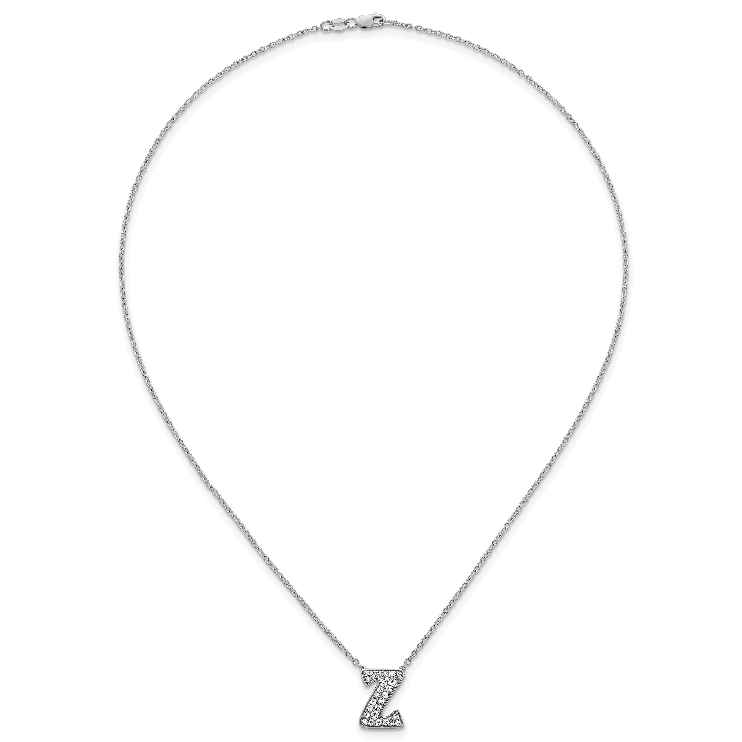 14k White Gold 3/8 carat Lab Grown Diamond VS+ F+ Complete Letter Z 18 inch Initial Necklace
