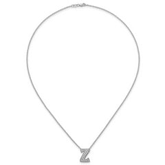 14k White Gold 3/8 carat Lab Grown Diamond VS+ F+ Complete Letter Z 18 inch Initial Necklace