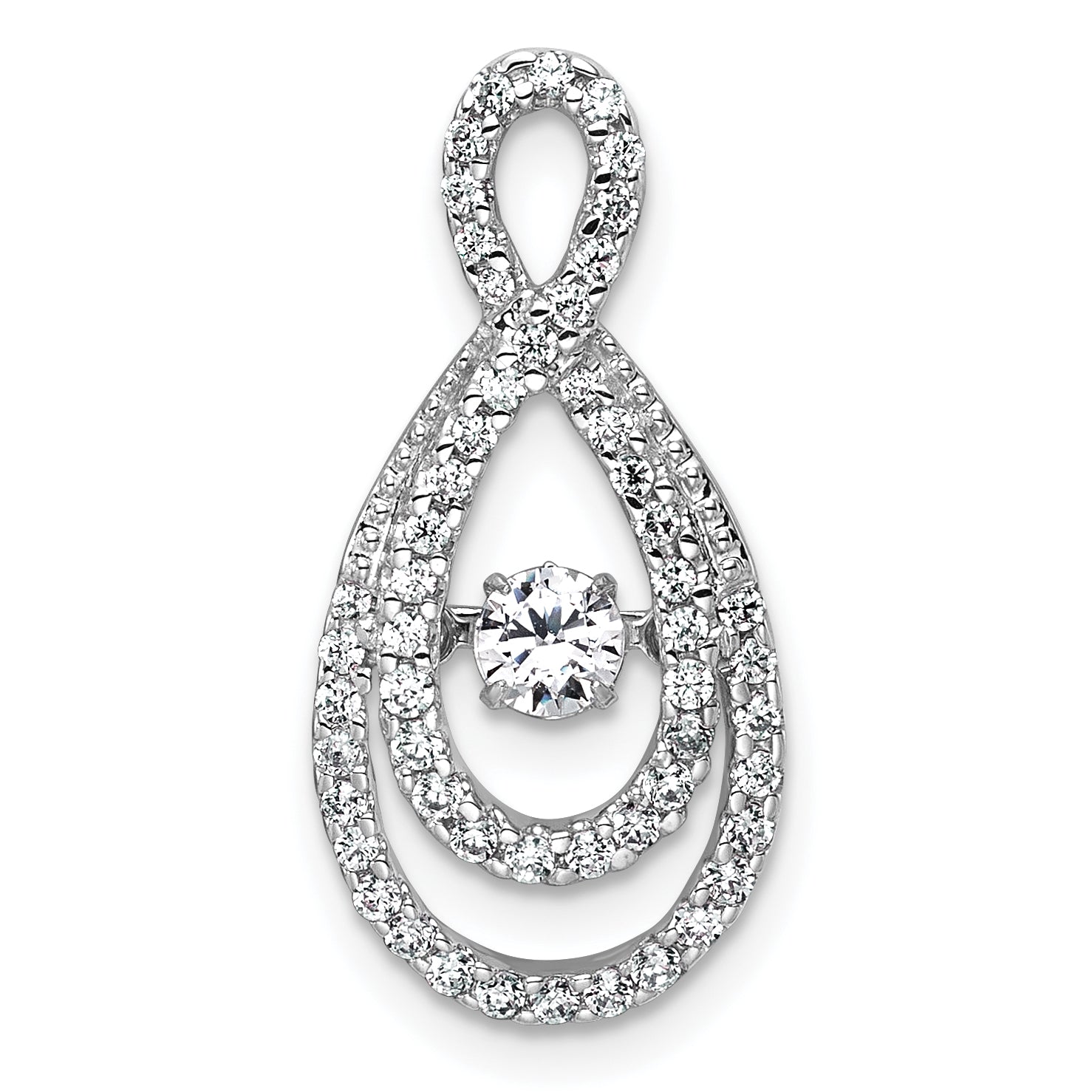 14k White Gold 1/2 carat Lab Grown Diamond VS+ F+ Complete Teardrop Pendant
