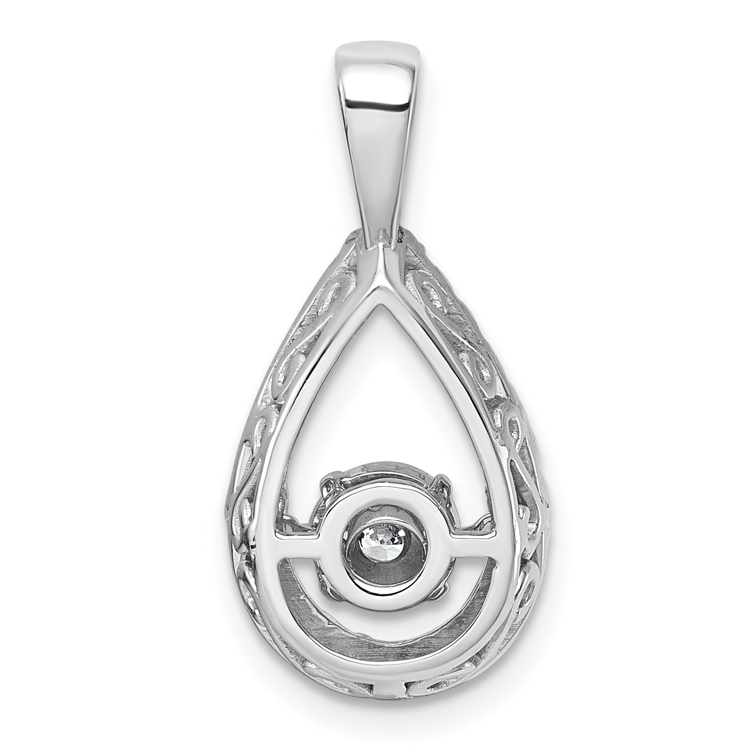 14k White Gold 1/2 carat Lab Grown Diamond VS+ F+ Complete Teardrop Pendant