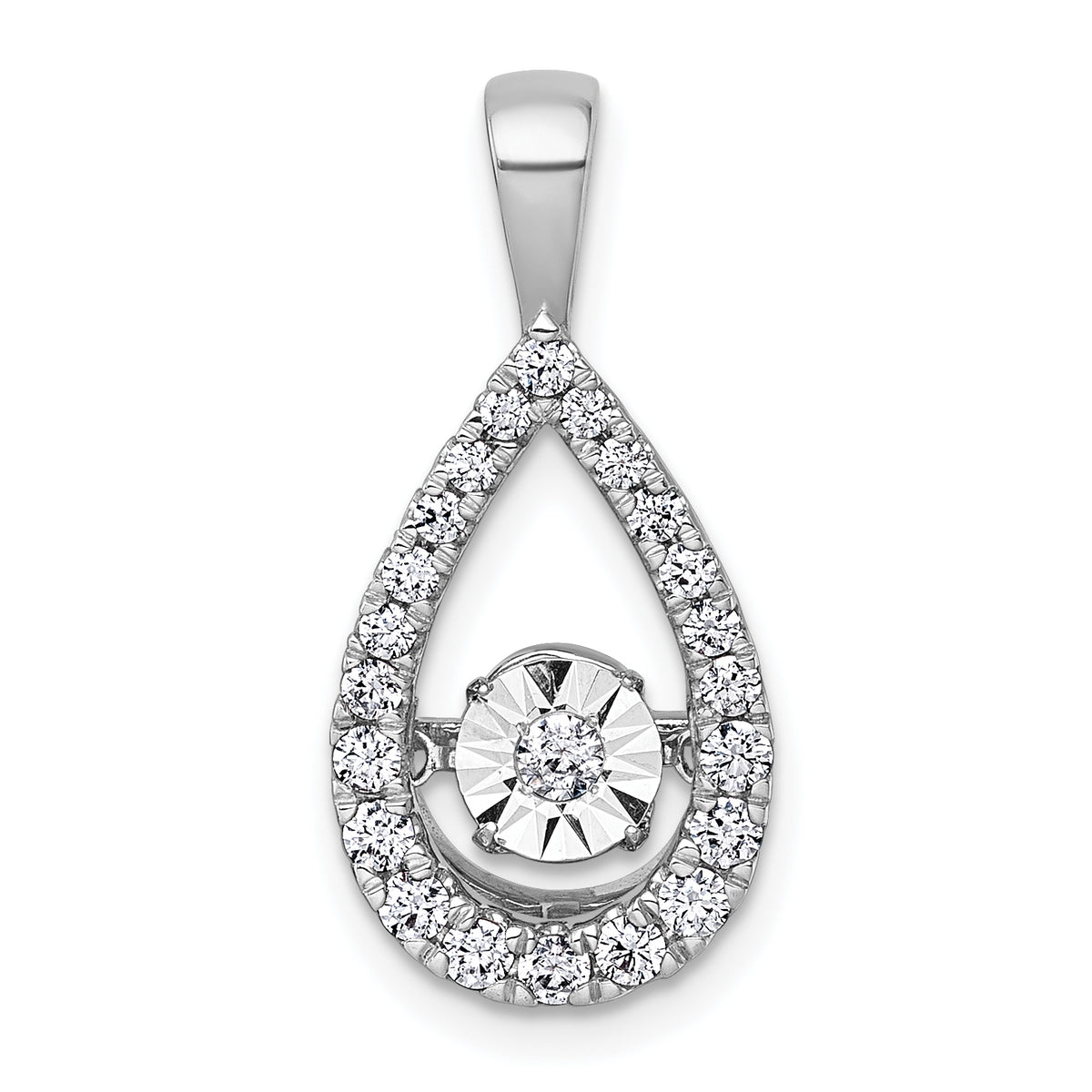 14k White Gold 1/2 carat Lab Grown Diamond VS+ F+ Complete Teardrop Pendant