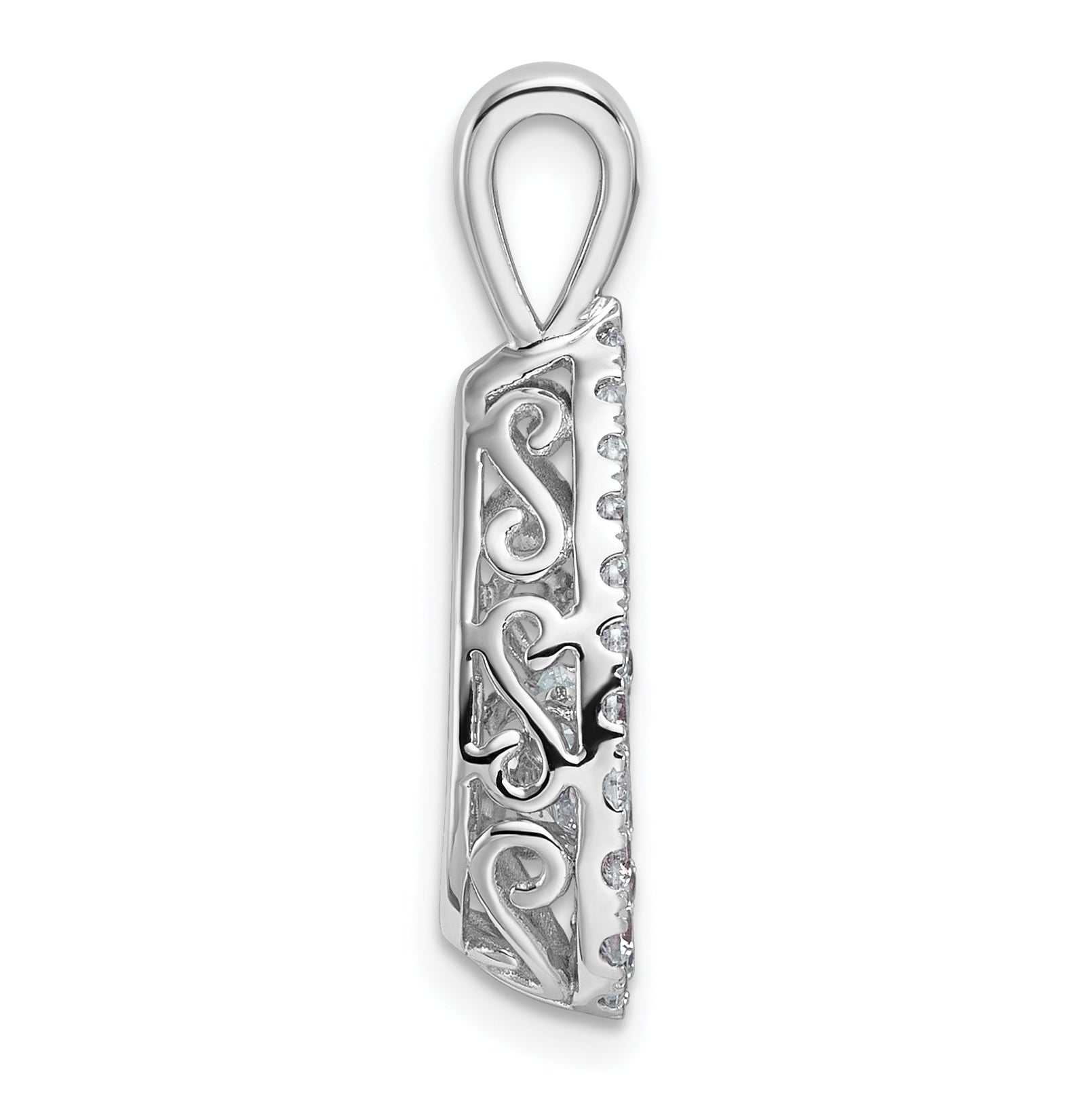 14k White Gold 7/8 carat Lab Grown Diamond VS+ F+ Complete Teardrop Pendant
