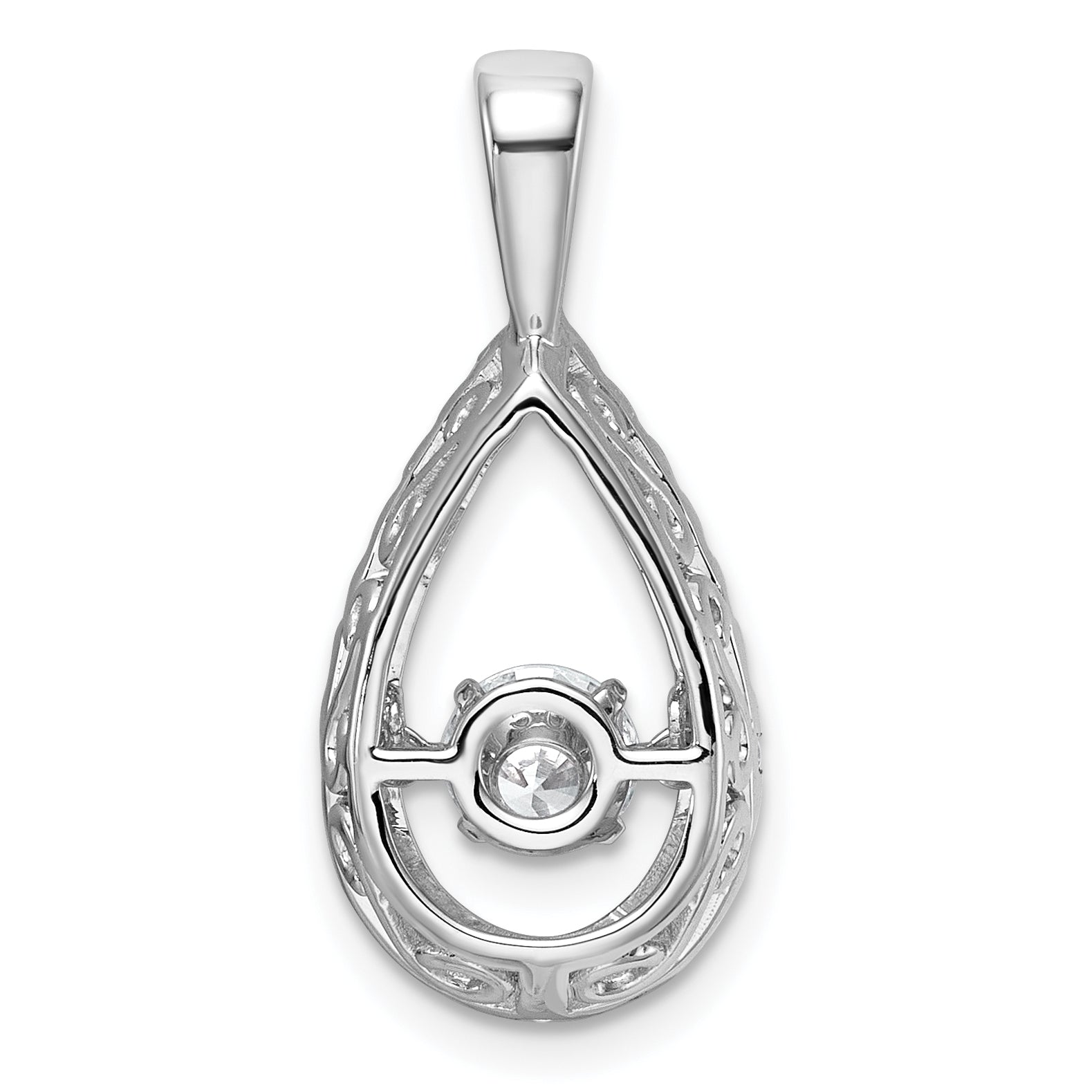 14k White Gold 7/8 carat Lab Grown Diamond VS+ F+ Complete Teardrop Pendant