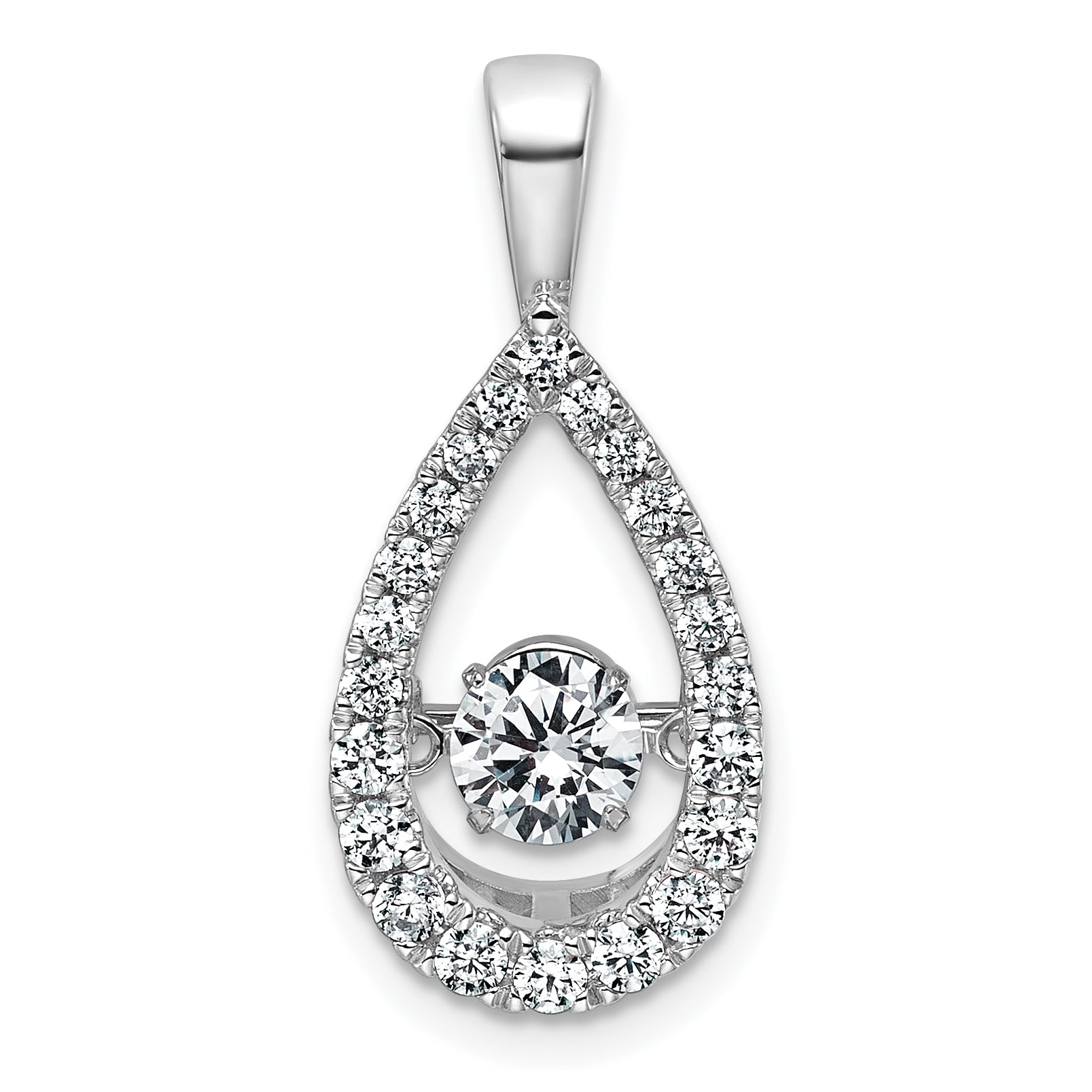 14k White Gold 7/8 carat Lab Grown Diamond VS+ F+ Complete Teardrop Pendant