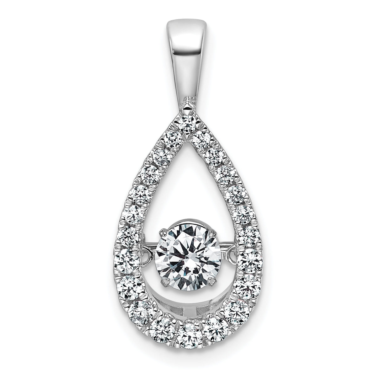 14k White Gold 7/8 carat Lab Grown Diamond VS+ F+ Complete Teardrop Pendant