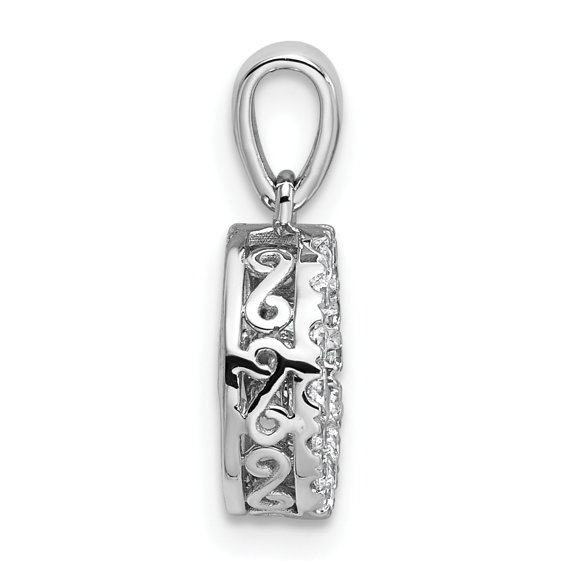14k White Gold 3/4 carat Lab Grown Diamond VS+ F+ Complete Vibrant Circle Pendant Secondary image