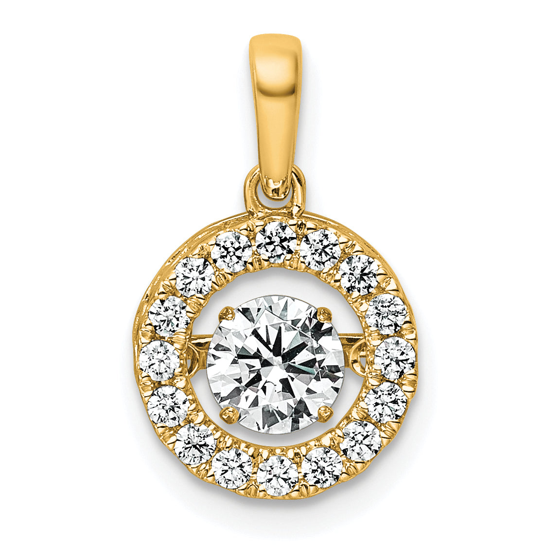 14k 3/4 carat Lab Grown Diamond VS+ F+ Complete Vibrant Circle Pendant Main image
