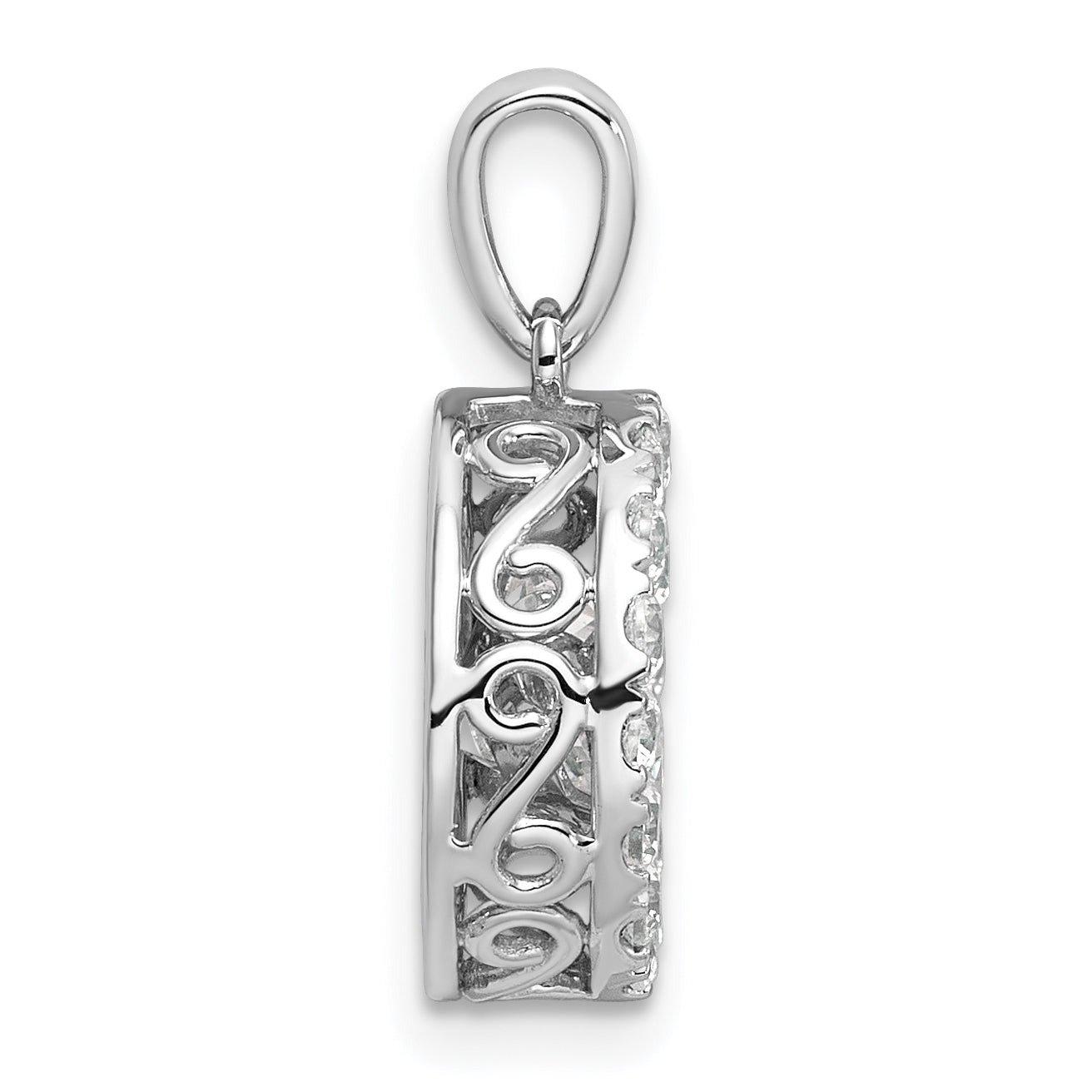 14k White Gold 1 1/2 carat Lab Grown Diamond VS+ F+ Complete Vibrant Circle Pendant