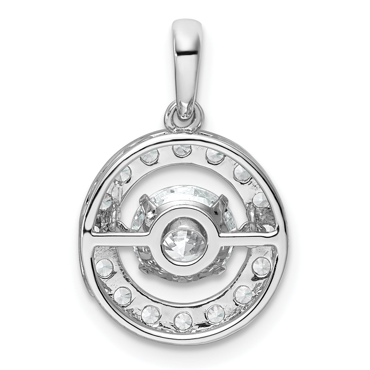 14k White Gold 1 1/2 carat Lab Grown Diamond VS+ F+ Complete Vibrant Circle Pendant