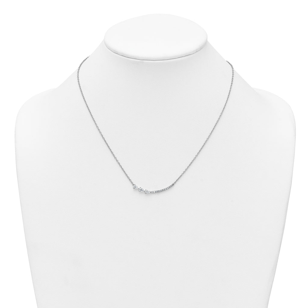 14k White Gold 3/4 carat Lab Grown Daimond VS+ F+ Complete 18 inch Fashion Bar Necklace