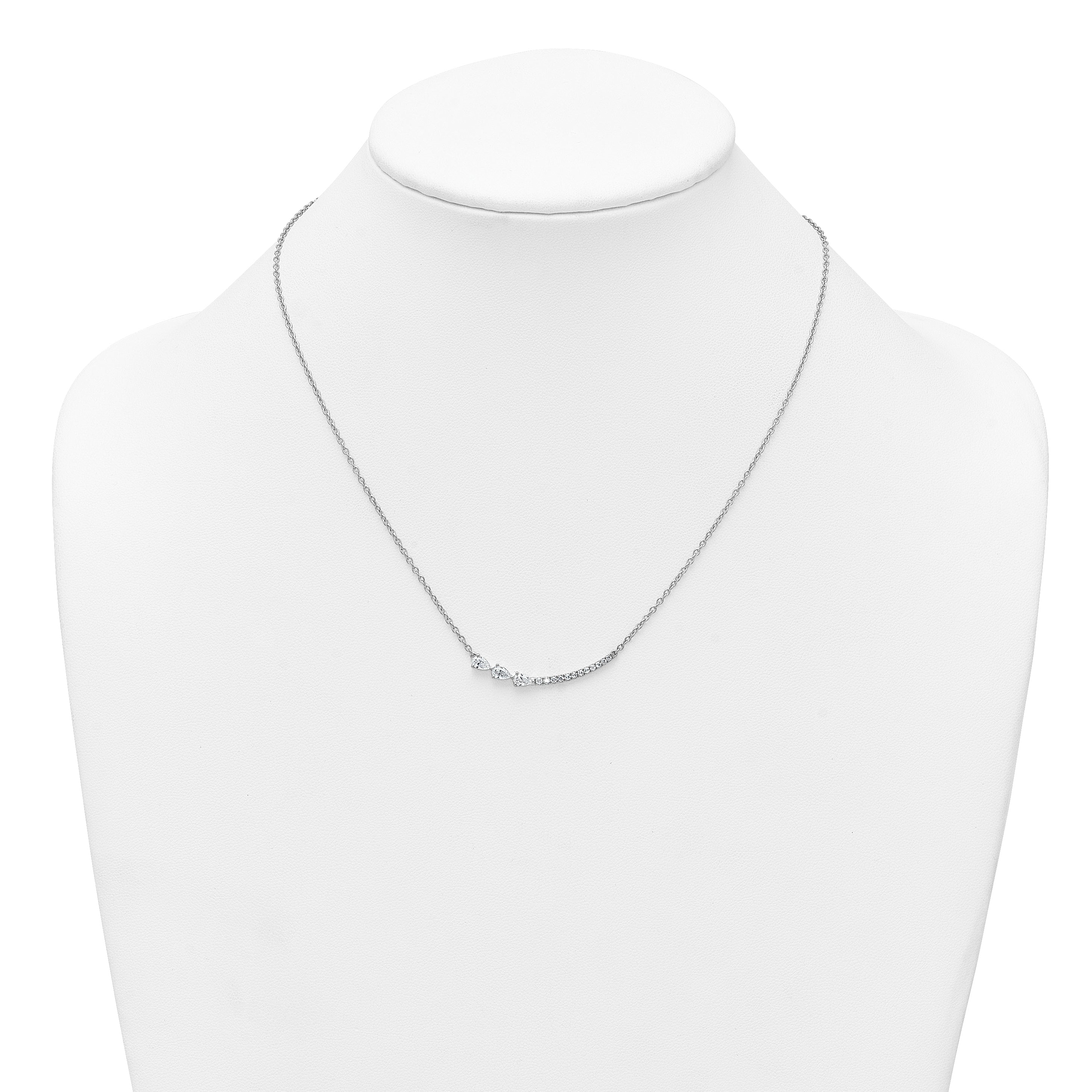 14k White Gold 3/4 carat Lab Grown Daimond VS+ F+ Complete 18 inch Fashion Bar Necklace