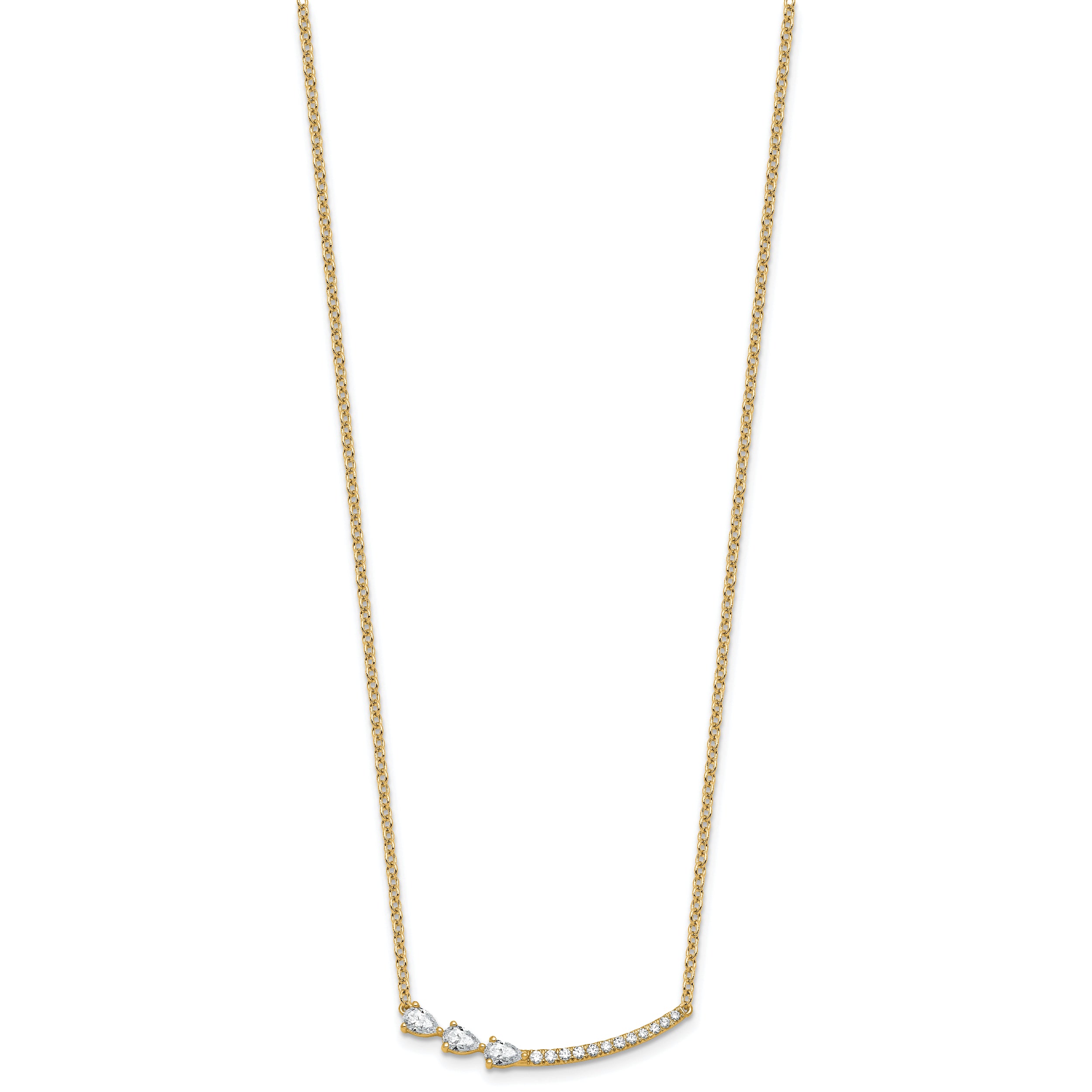 14k 3/4 carat Lab Grown Daimond VS+ F+ Complete 18 inch Fashion Bar Necklace