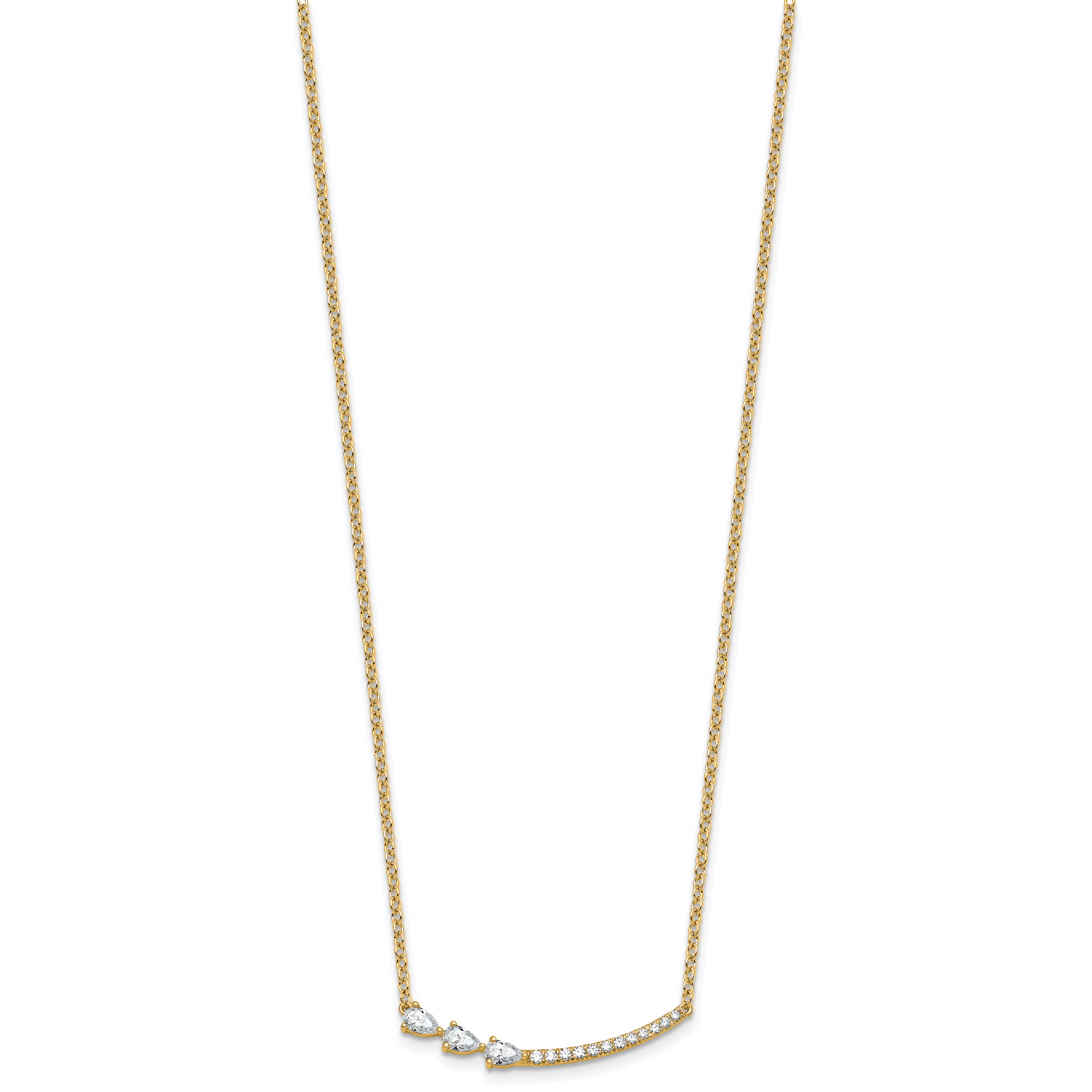 14k 3/4 carat Lab Grown Daimond VS+ F+ Complete 18 inch Fashion Bar Necklace
