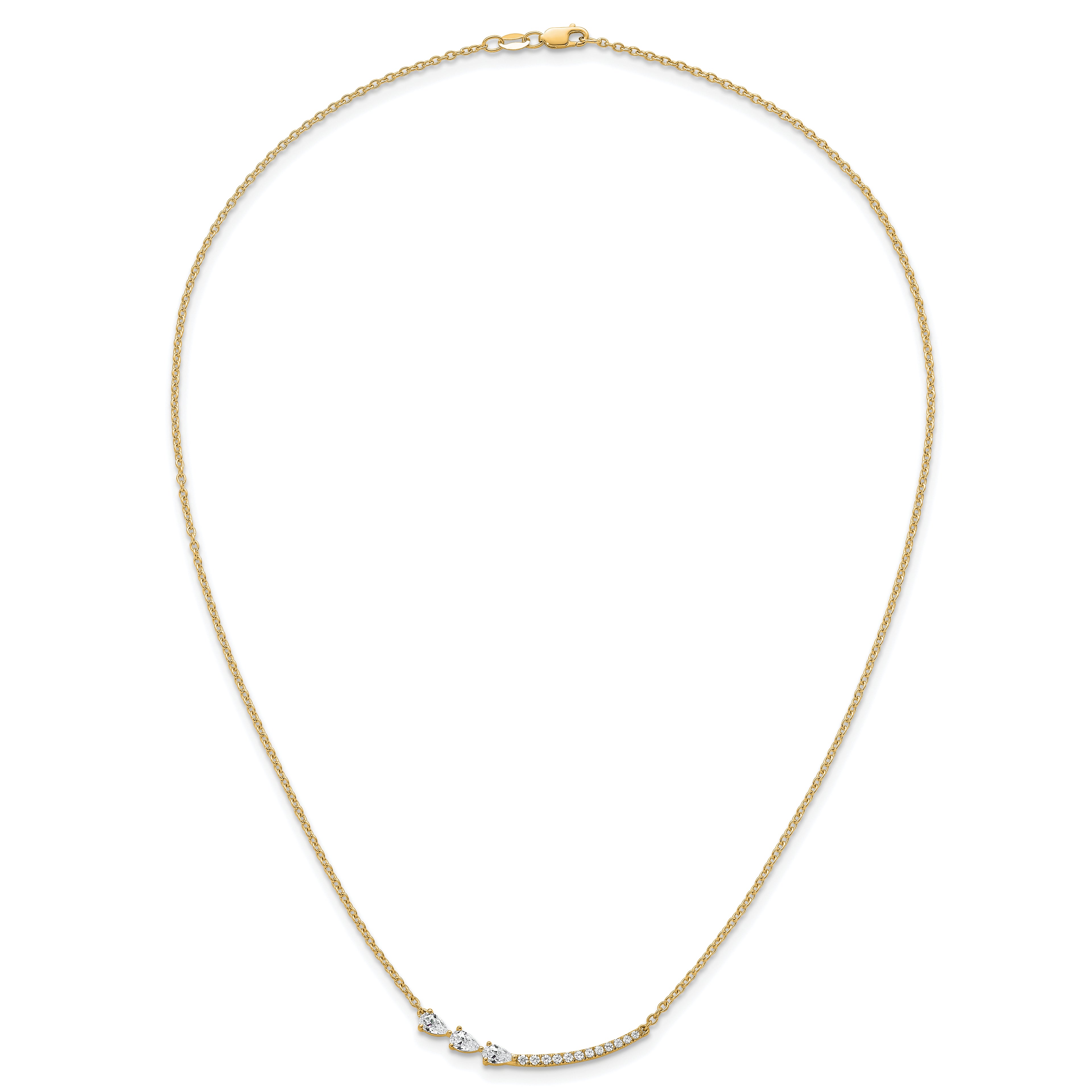 14k 3/4 carat Lab Grown Daimond VS+ F+ Complete 18 inch Fashion Bar Necklace