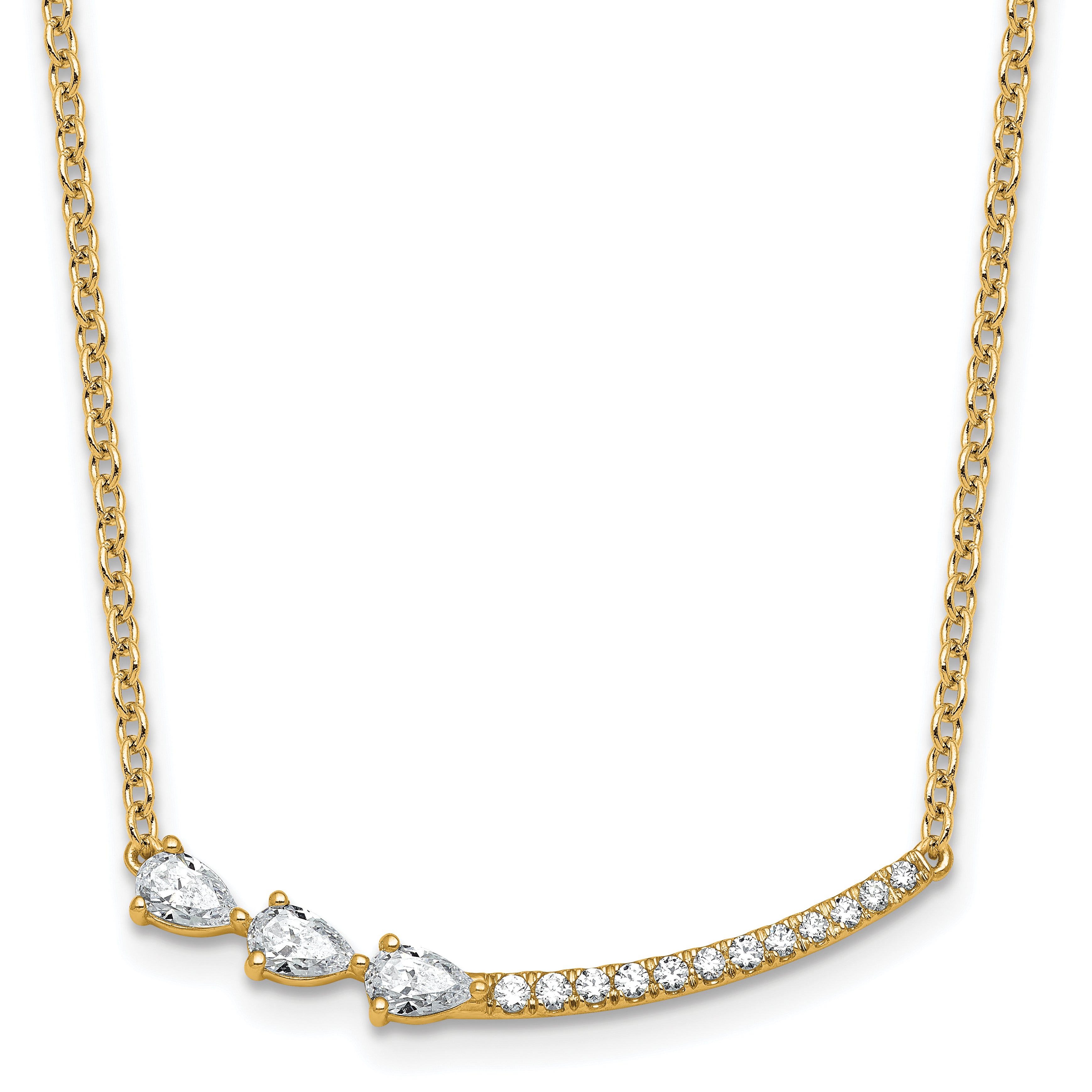 14k 3/4 carat Lab Grown Daimond VS+ F+ Complete 18 inch Fashion Bar Necklace