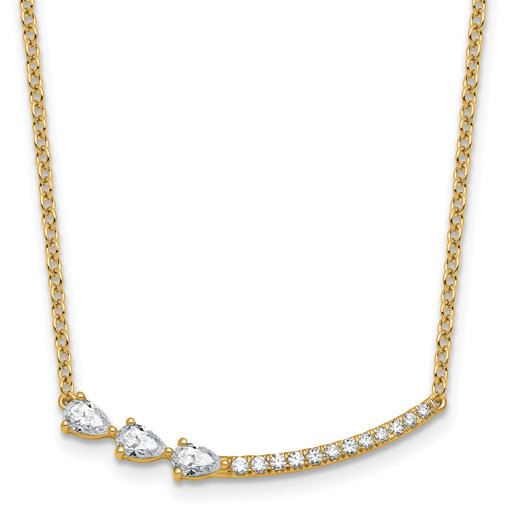 14k 3/4 carat Lab Grown Daimond VS+ F+ Complete 18 inch Fashion Bar Necklace