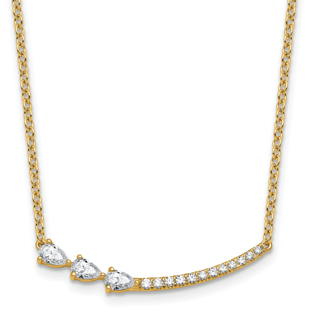 14k 3/4 carat Lab Grown Daimond VS+ F+ Complete 18 inch Fashion Bar Necklace