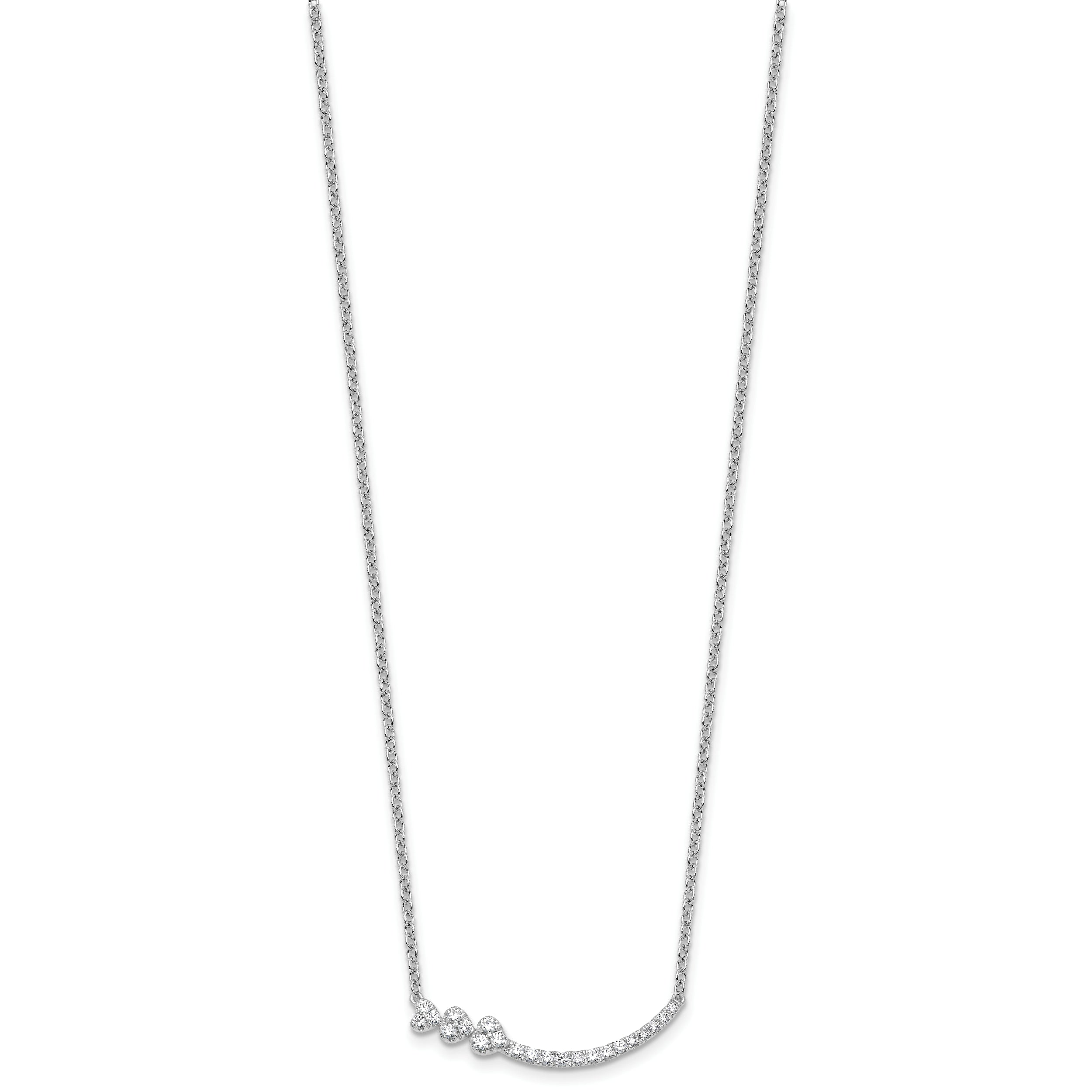 14k White Gold 3/8 carat Lab Grown Diamond VS+ F+ Complete 18 inch Fashion Hearts Bar Necklace