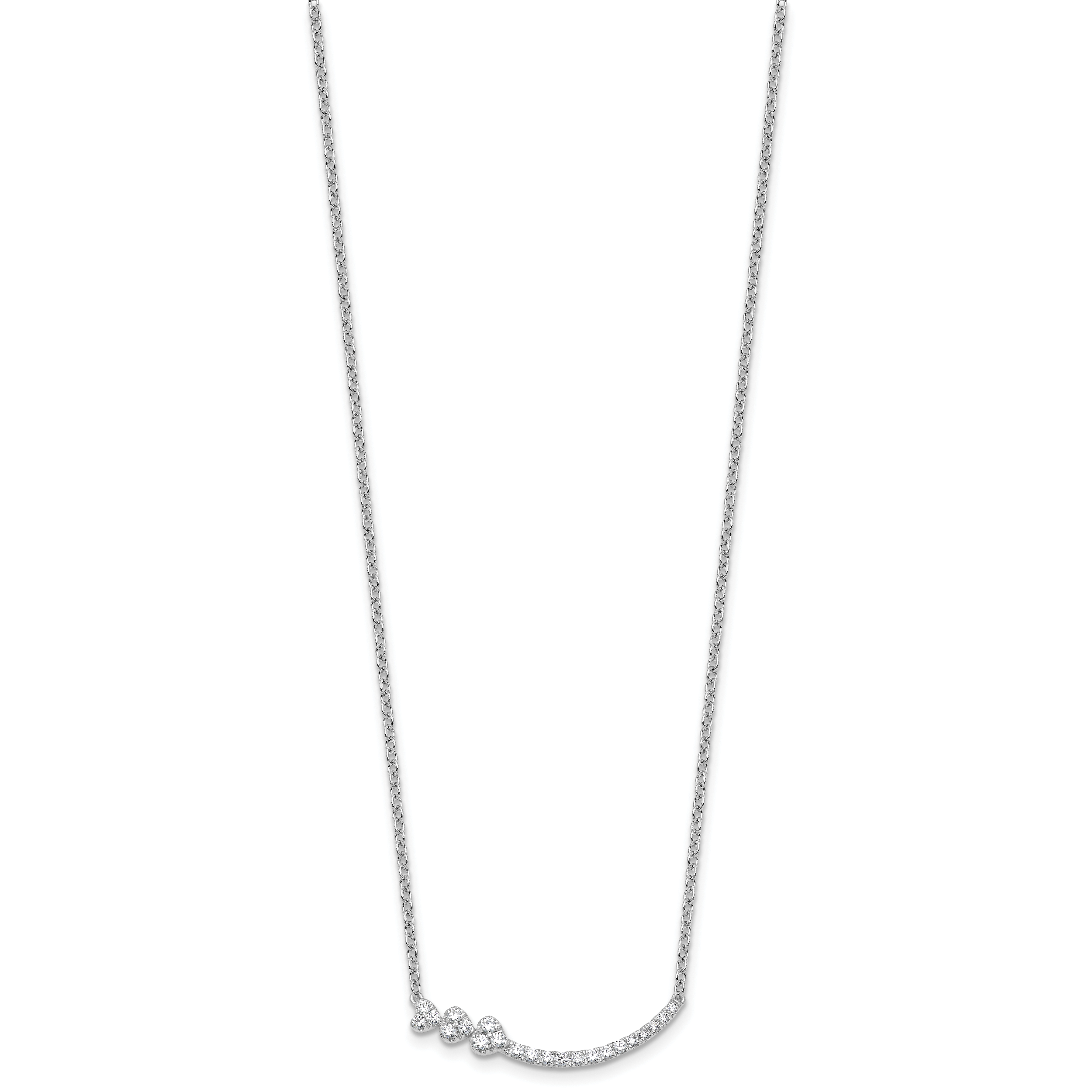 14k White Gold 3/8 carat Lab Grown Diamond VS+ F+ Complete 18 inch Fashion Hearts Bar Necklace Secondary image