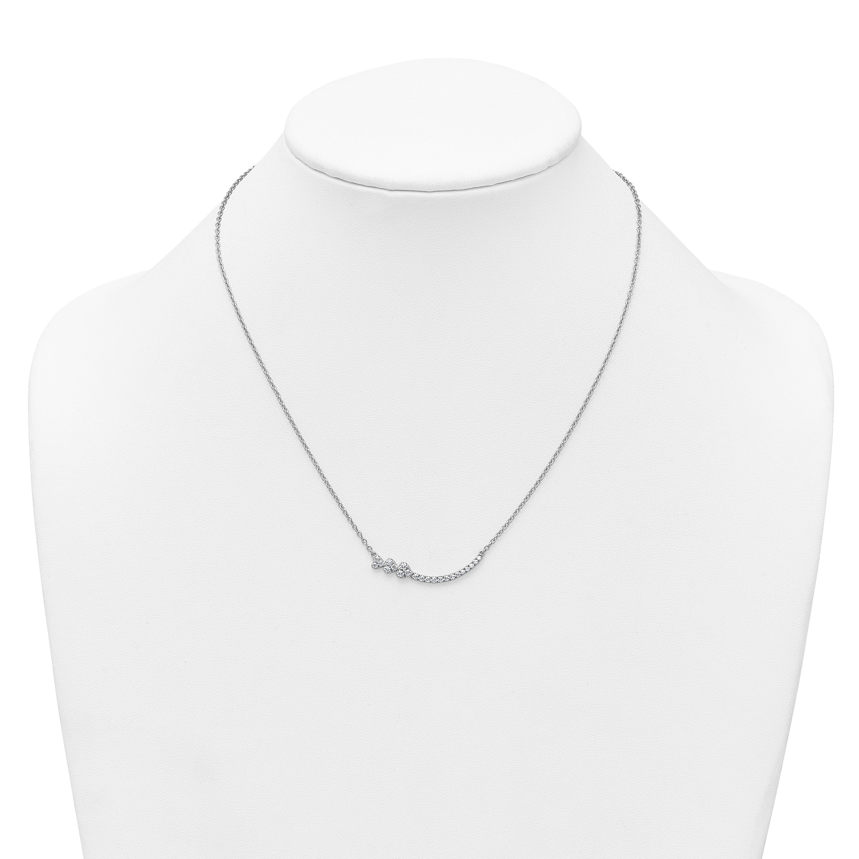 14k White Gold 3/8 carat Lab Grown Diamond VS+ F+ Complete 18 inch Fashion Hearts Bar Necklace