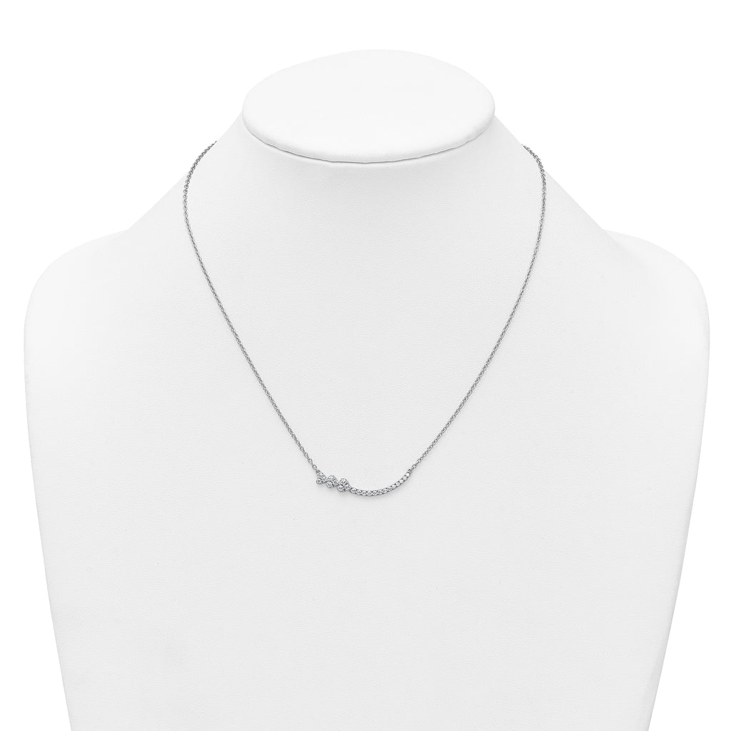 14k White Gold 3/8 carat Lab Grown Diamond VS+ F+ Complete 18 inch Fashion Hearts Bar Necklace