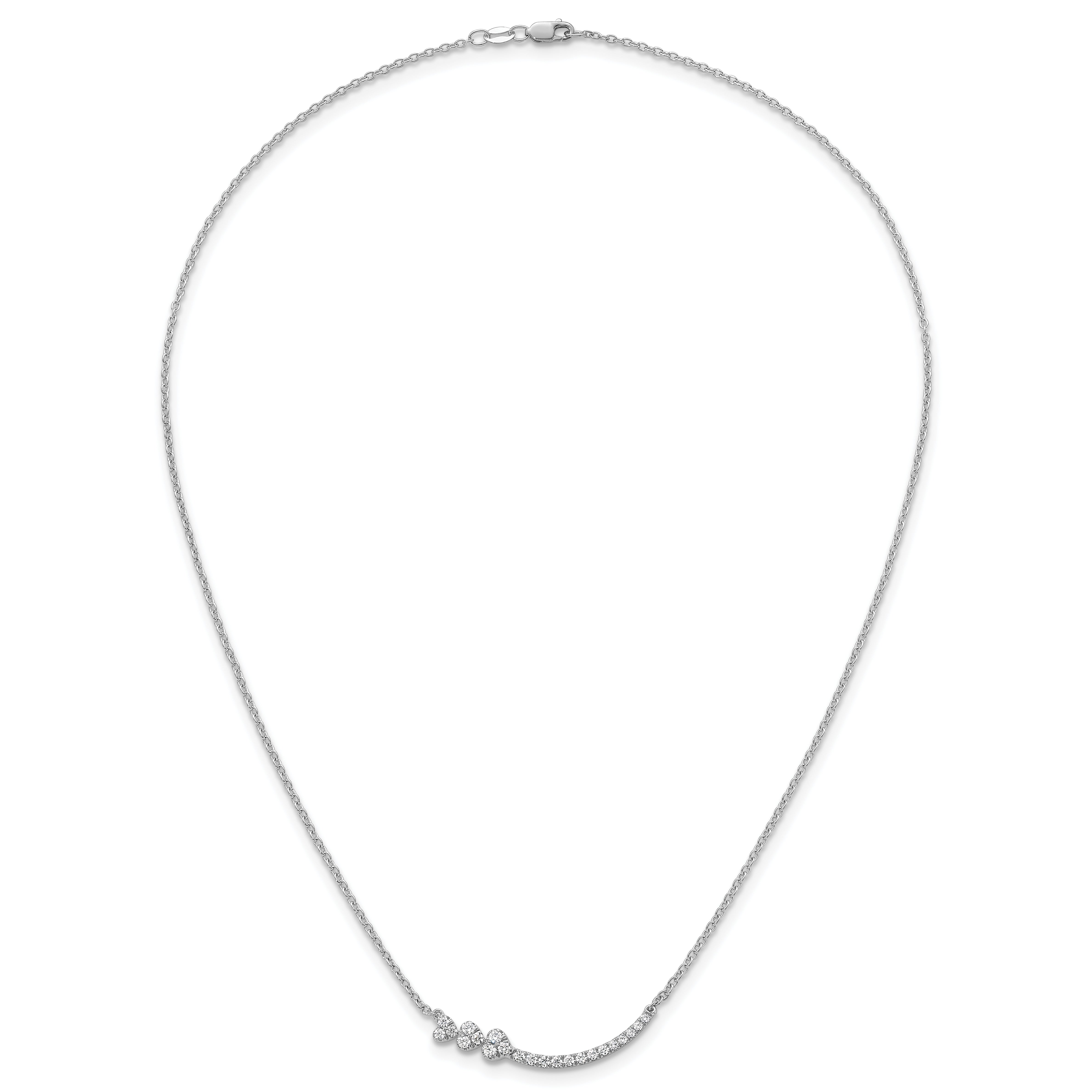 14k White Gold 3/8 carat Lab Grown Diamond VS+ F+ Complete 18 inch Fashion Hearts Bar Necklace