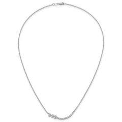 14k White Gold 3/8 carat Lab Grown Diamond VS+ F+ Complete 18 inch Fashion Hearts Bar Necklace