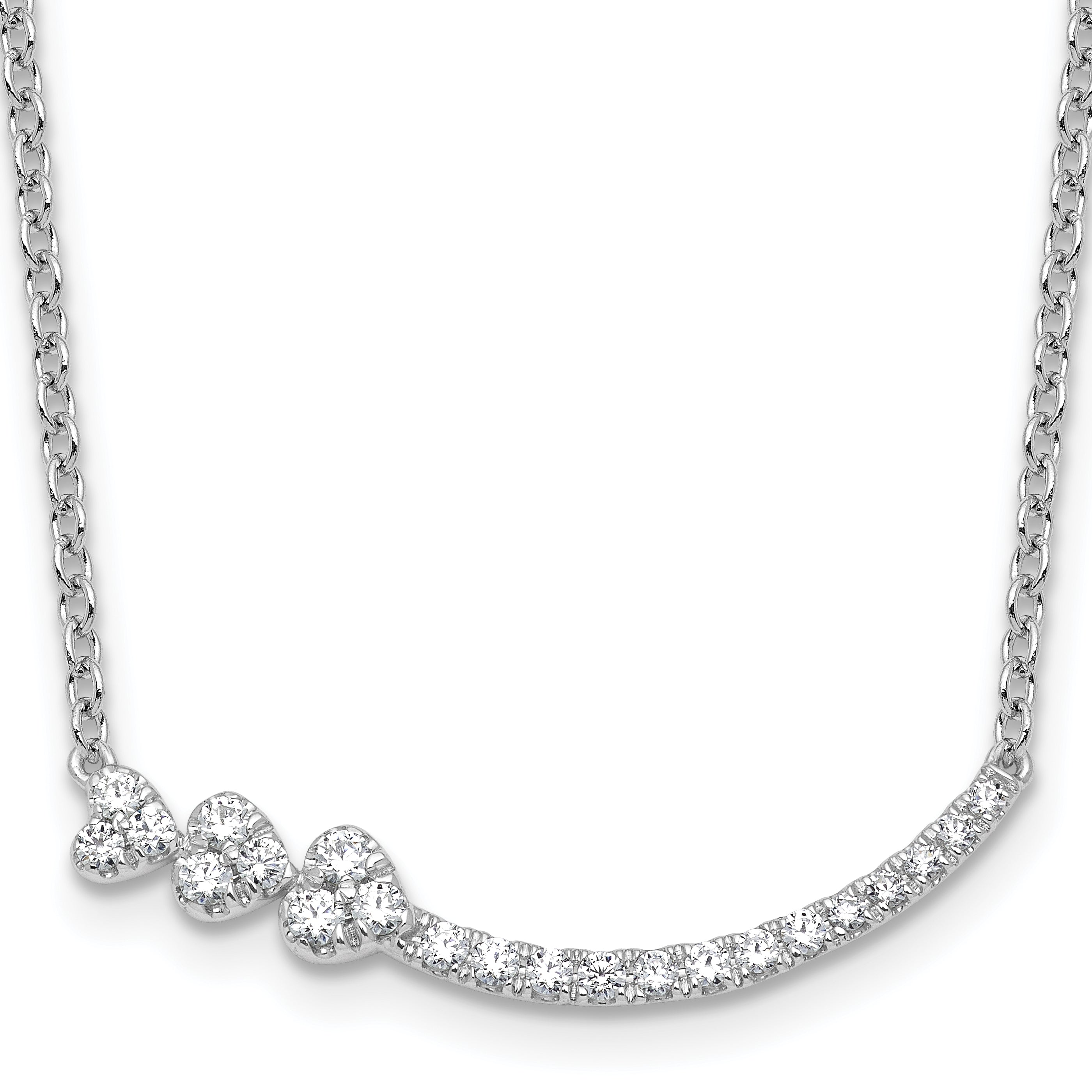 14k White Gold 3/8 carat Lab Grown Diamond VS+ F+ Complete 18 inch Fashion Hearts Bar Necklace Main image