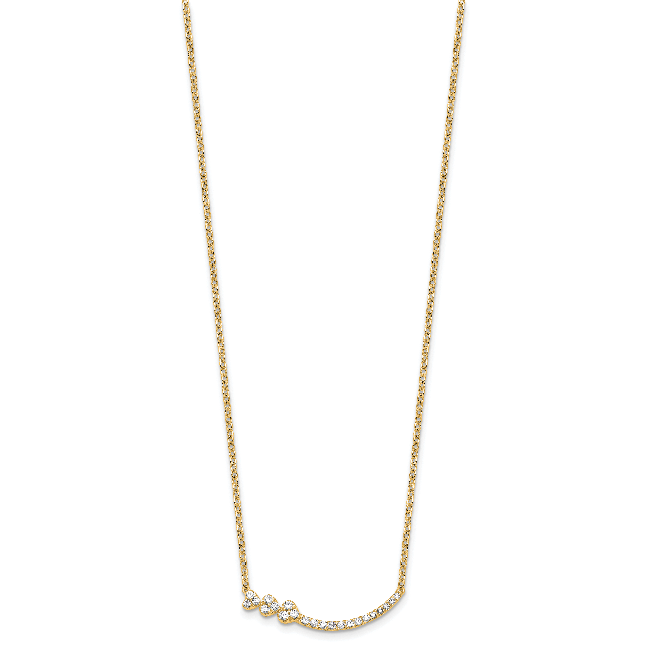 14k 3/8 carat Lab Grown Diamond VS+ F+ Complete 18 inch Fashion Hearts Bar Necklace