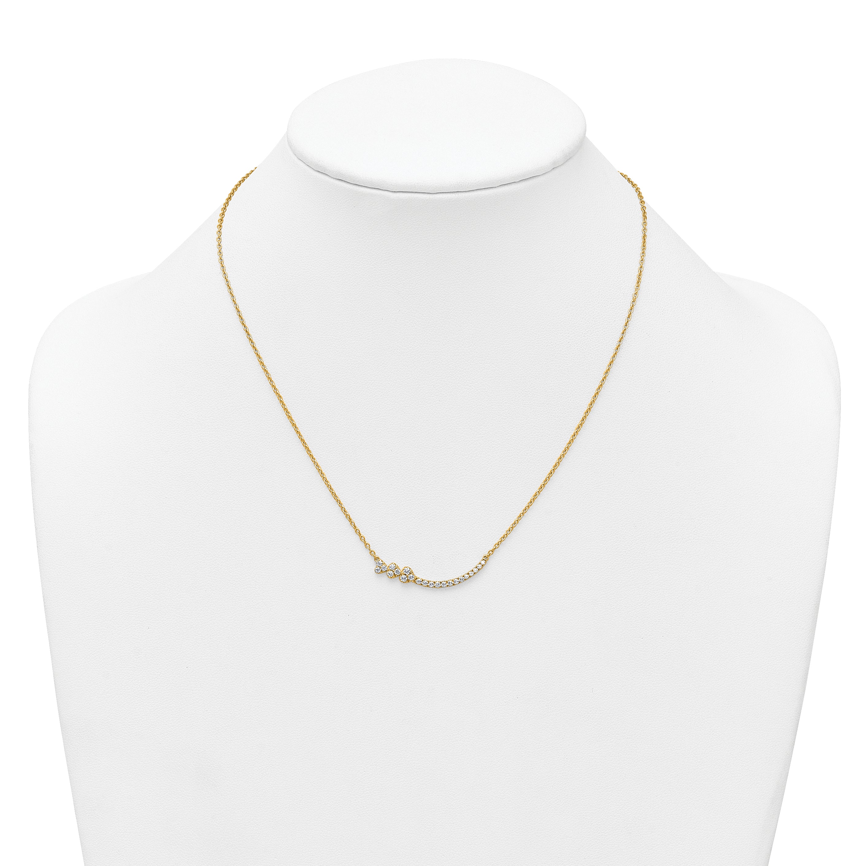 14k 3/8 carat Lab Grown Diamond VS+ F+ Complete 18 inch Fashion Hearts Bar Necklace
