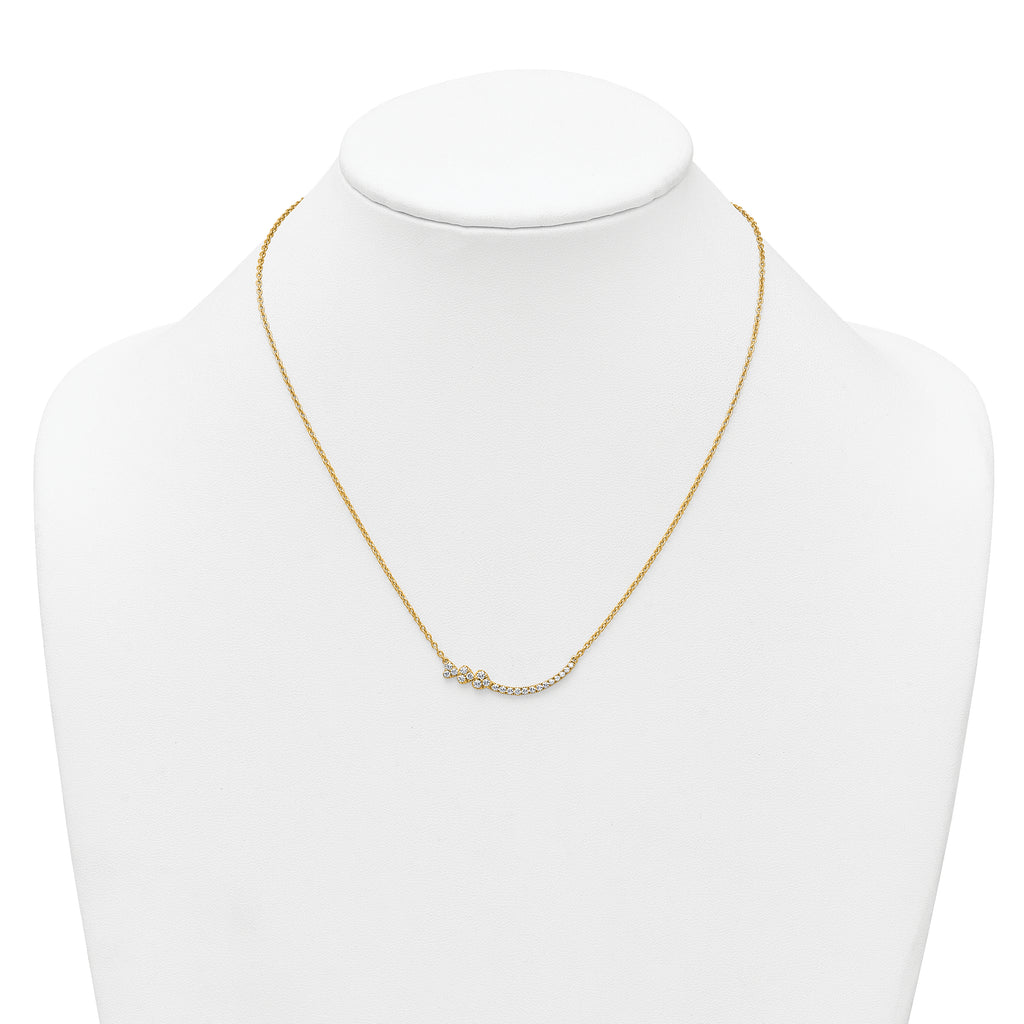 14k 3/8 carat Lab Grown Diamond VS+ F+ Complete 18 inch Fashion Hearts Bar Necklace