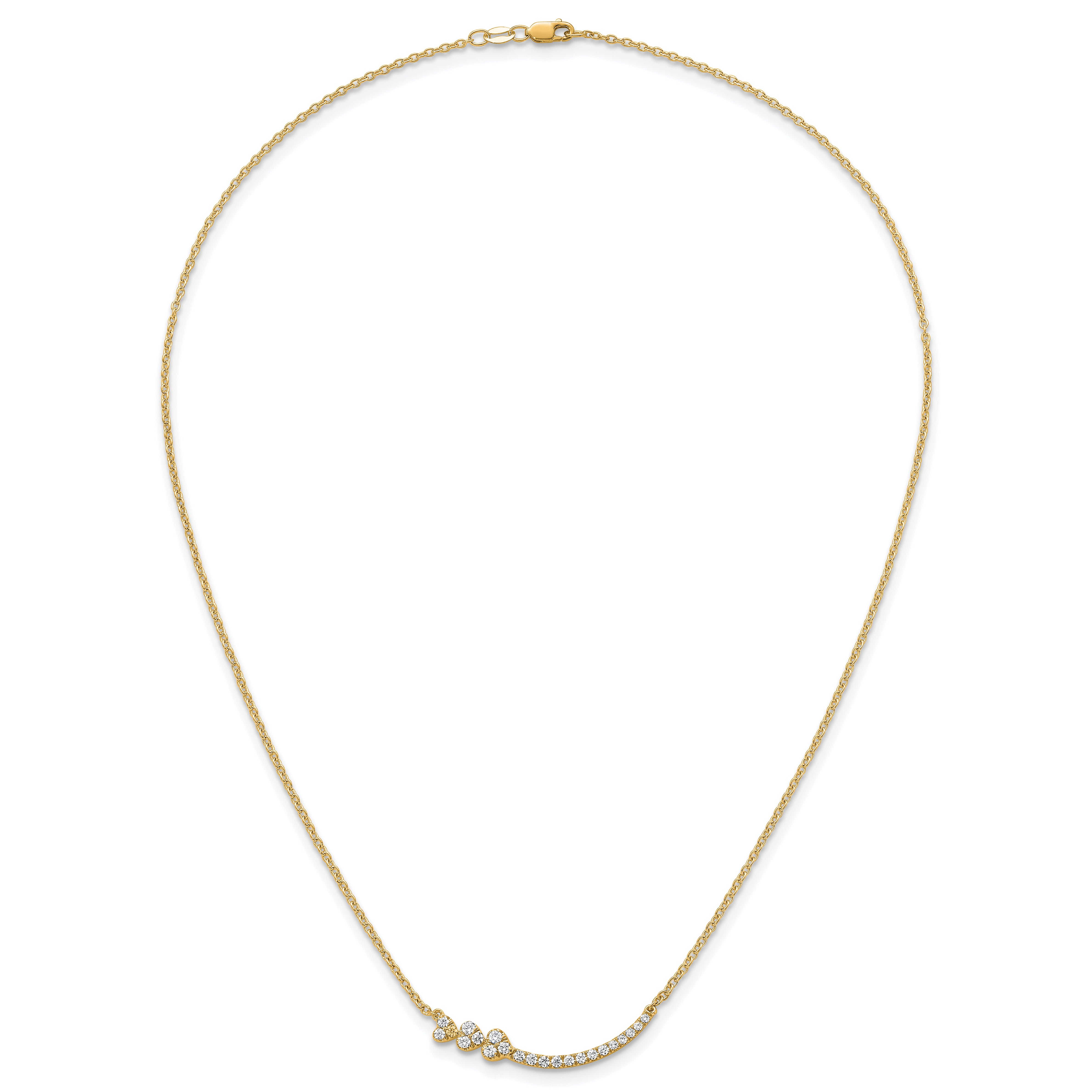 14k 3/8 carat Lab Grown Diamond VS+ F+ Complete 18 inch Fashion Hearts Bar Necklace