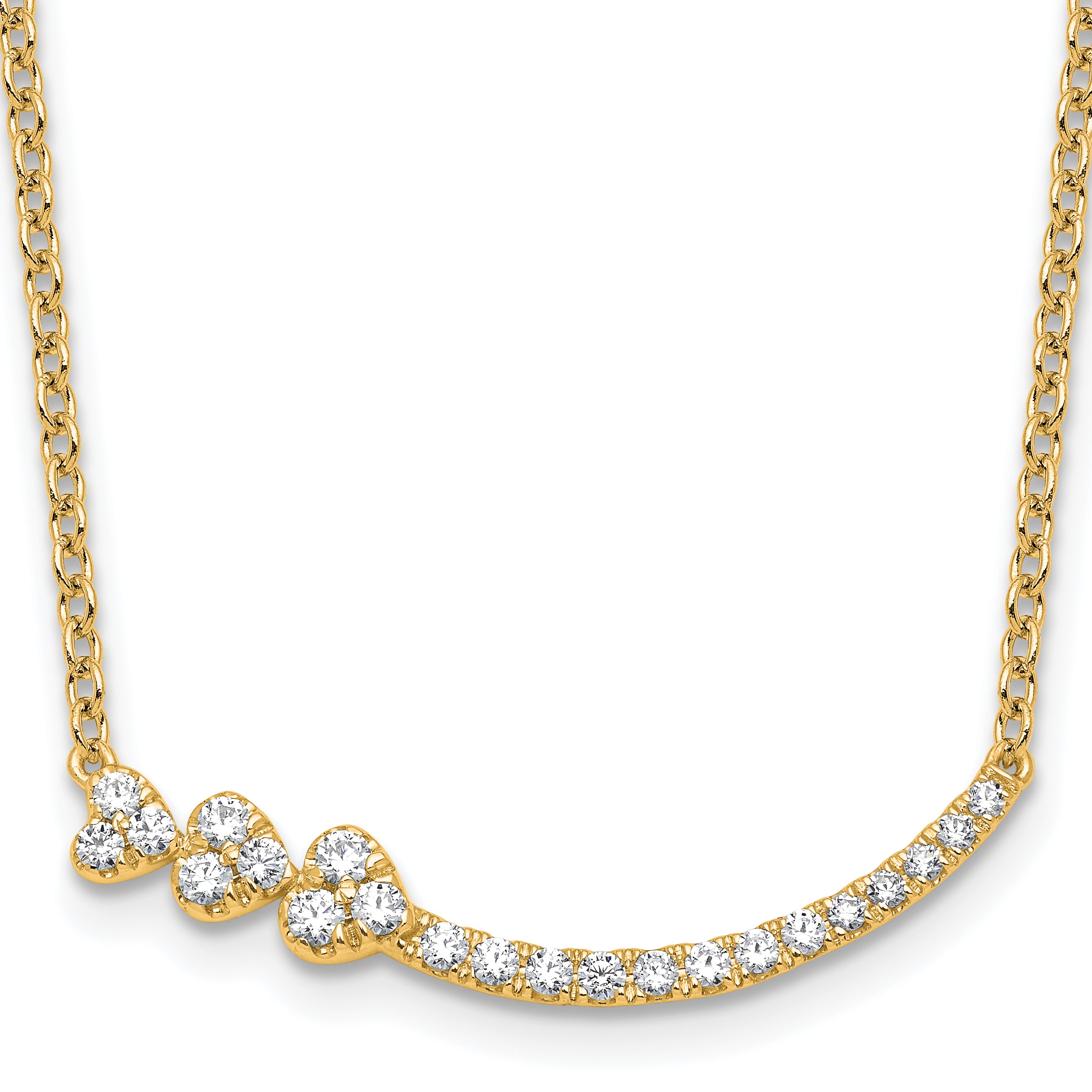 14k 3/8 carat Lab Grown Diamond VS+ F+ Complete 18 inch Fashion Hearts Bar Necklace