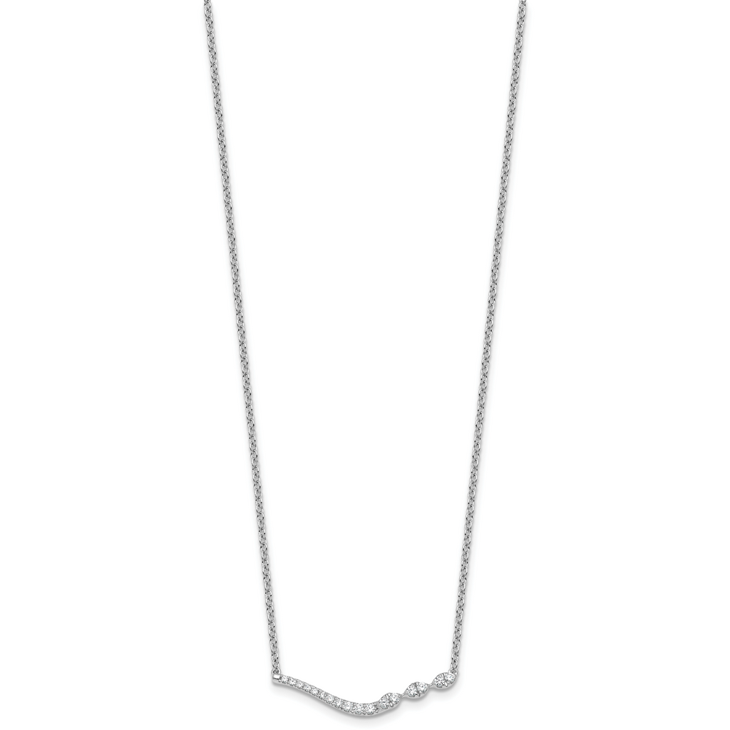 14k White Gold 1/3 carat Lab Grown Diamond VS+ F+ Complete 18 inch Fashion Bar Necklace