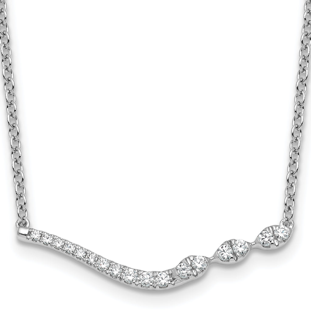 14k White Gold 1/3 carat Lab Grown Diamond VS+ F+ Complete 18 inch Fashion Bar Necklace