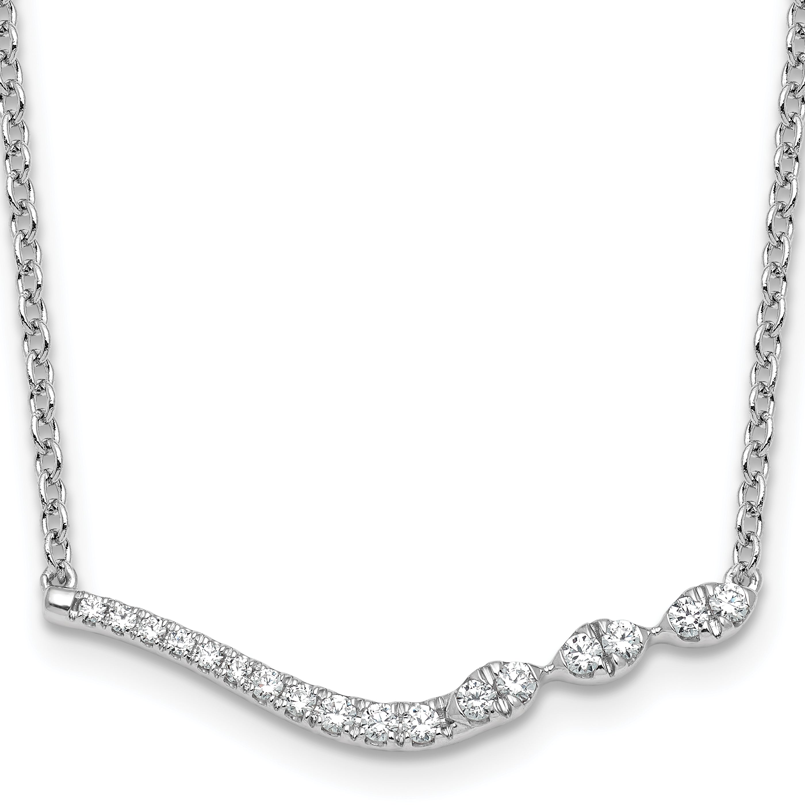 14k White Gold 1/3 carat Lab Grown Diamond VS+ F+ Complete 18 inch Fashion Bar Necklace