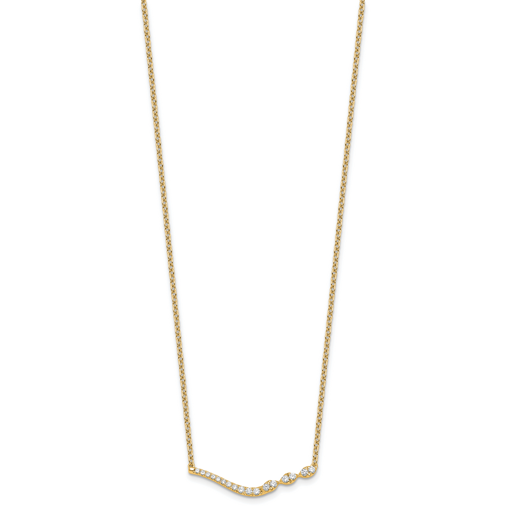 14k 1/3 carat Lab Grown Diamond VS+ F+ Complete 18 inch Fashion Bar Necklace