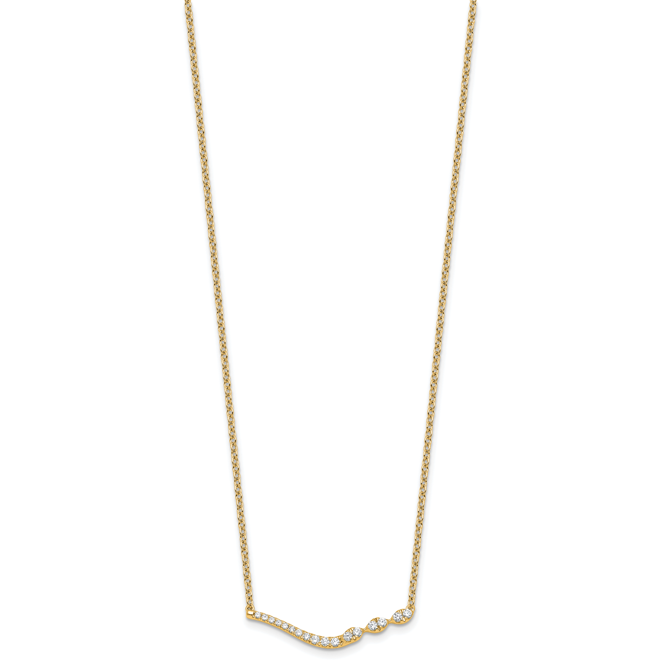 14k 1/3 carat Lab Grown Diamond VS+ F+ Complete 18 inch Fashion Bar Necklace